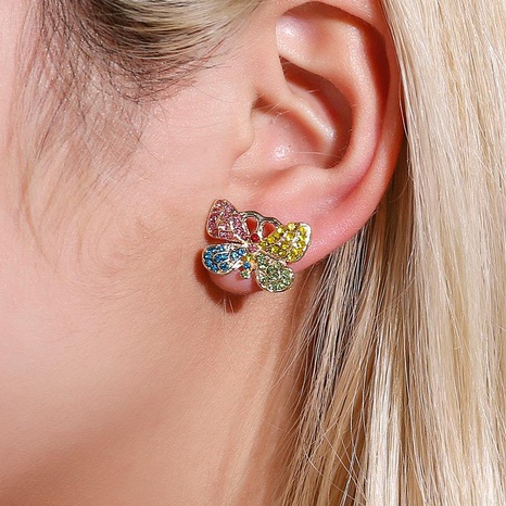 New Earrings Colorful Diamond Butterfly Earrings Vintage Sweet Short Insect Earrings's discount tags