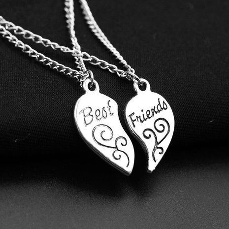Best Friends alloy peach heart pendant girlfriends love stitching pendant lettering necklace's discount tags