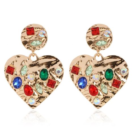 Geometric heart-shaped alloy diamond earrings with diamonds's discount tags