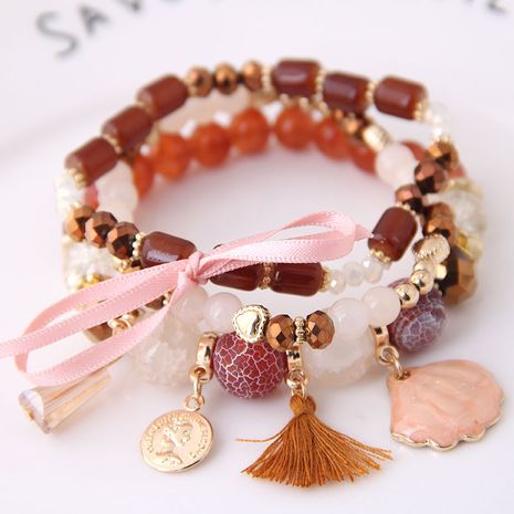 Mode coréenne douce multi-élément pendentif multicouche cristal femme bracelet en gros NHSC187386's discount tags