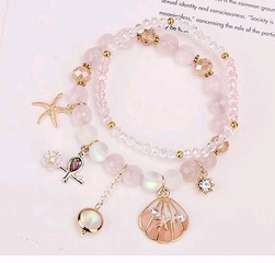 Delicate Korean fashion cute shell crystal beaded multilayer women's bracelet