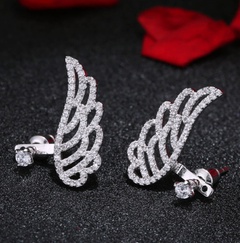 Cubic Zirconia Angel Wing Stud Earrings joyería de moda al por mayor