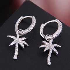 Delicate Korean fashion female earrings copper micro inlaid zircon banana tree temperament earrings earrings earrings
