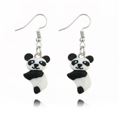 Three-dimensional realistic cute panda handmade soft clay animal earrings