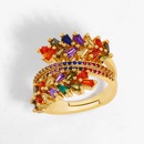 ring open ring microset colorful zircon olive branch threelayer ring women wholesalepicture7