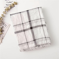 Cotton linen black and white dotted plaid scarf ladies fashion shawl fringed wild scarf
