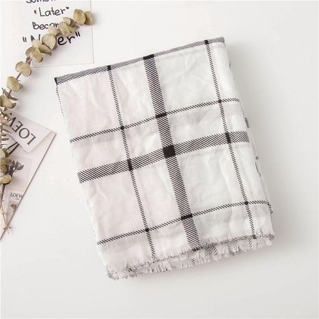 Cotton linen black and white dotted plaid scarf ladies fashion shawl fringed wild scarf's discount tags