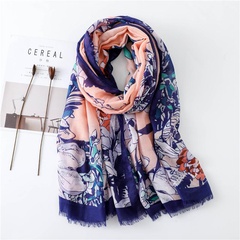 New cotton and linen scarf fringed fashion silk scarf printing travel sun shawl