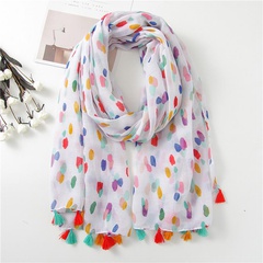 Colorful dots dot cotton and linen long scarf
