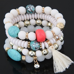Simple wild candy bead fringed temperament multilayer bracelet