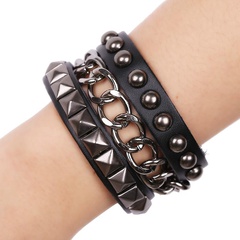 Punk leather bracelet rivet bracelet