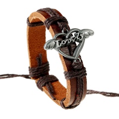 Braided alloy vintage bracelet cowhide bracelet handmade hand leather rope bracelet