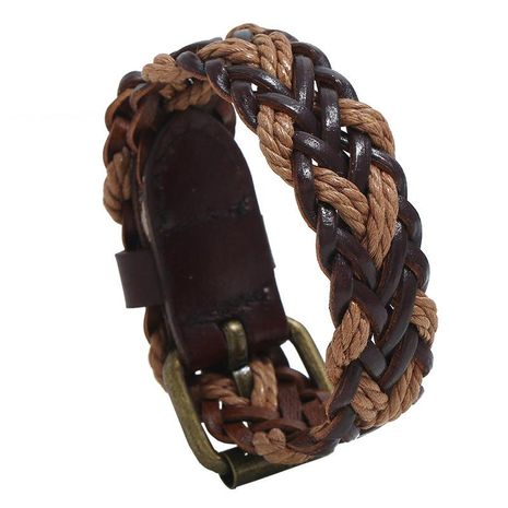 New vintage woven leather bracelet simple men's jewelry leather bracelet's discount tags