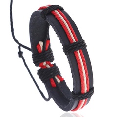New color hemp rope woven leather bracelet simple style men and women couple bracelet imitation cowhide PU bracelet
