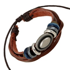 Handmade string wood beads woven leather bracelet wholesale
