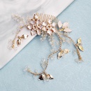 Handmade Bridal Headdress Alloy Flower Branch Hair Comb Pearl Diamond Insert Comb Hair Accessoriespicture8