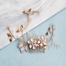 Handmade Bridal Headdress Alloy Flower Branch Hair Comb Pearl Diamond Insert Comb Hair Accessoriespicture9