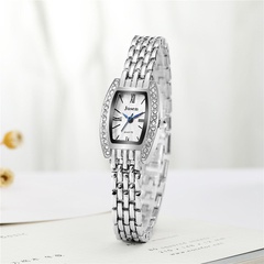 Personalized versatile diamond-studded wine barrel-shaped steel strap bracelet watch for women