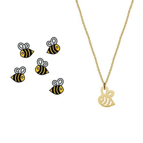 Hollow small bee necklace color-plated gold and silver cute little insect pendant necklace clavicle chain NHCU189050's discount tags