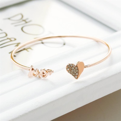 Fashion couple love letter opening bracelet diamond gold love peach heart bracelet's discount tags