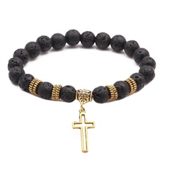 Yoga beads energy natural stone bracelet frosted stone volcanic stone cross bracelet