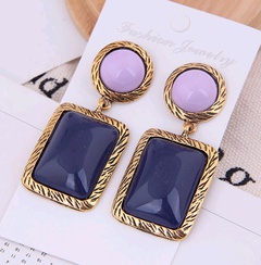 European and American fashion metal two-color geometric square accessories exaggerated temperament earrings