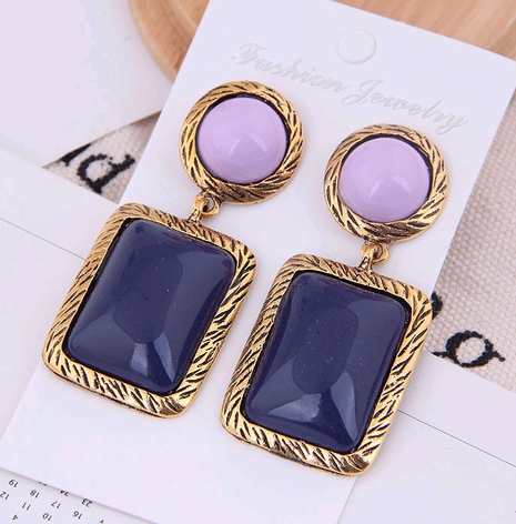 European and American fashion metal two-color geometric square accessories exaggerated temperament earrings's discount tags