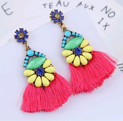 European and American trend metal flashing fringed exaggerated temperament earrings