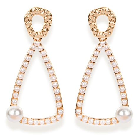 Earrings female geometric metal imitation pearl long earrings's discount tags