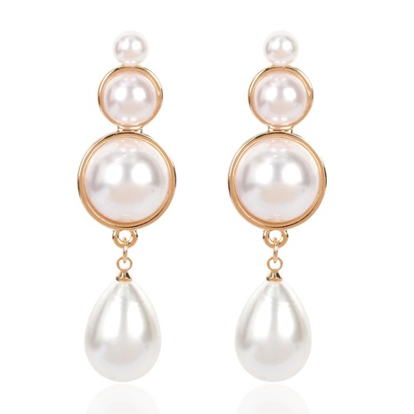 Simple earrings elegant drop-shaped alloy inlaid pearl imitation sweet earrings for women's discount tags