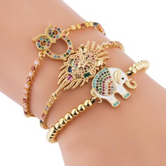 Hot Selling Fashion Bracelet Female Copper Micro Inlaid Color Zircon Braided Copper Bead Pull Bracelets