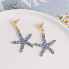 New earrings earrings female starfish blue wild temperament pentagram jewelry