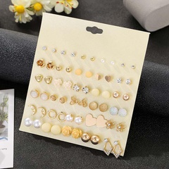 Pendientes de perlas de flores de diamantes de imitación con tachuelas vintage 30 pares de pendientes de oro