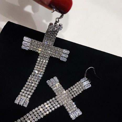 Exaggerated Flash Diamond Cross Tassel Earrings's discount tags