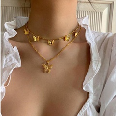 Bohemian fashion alloy size butterfly pendant double necklace necklace women