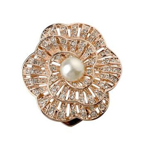 Exquisite full-diamond three-dimensional flower pearl scarf brooch NHLJ184572's discount tags