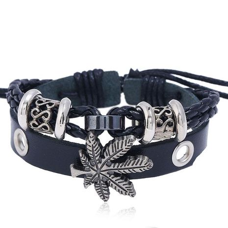 Alloy maple leather beaded bracelet for men NHPK184599's discount tags