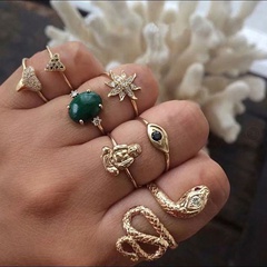European and American trend wild simple multi-piece combination ring