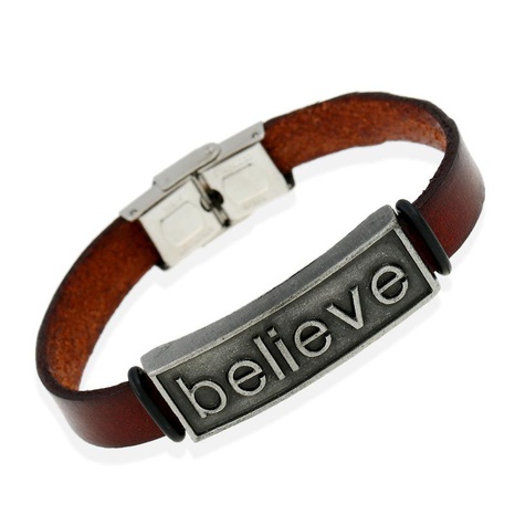 New vintage believe leather bracelet with adjustable punk leather bracelet's discount tags