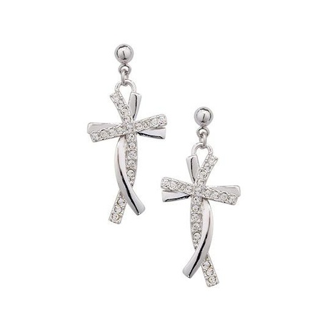 New Delicate Diamond Cross Pendant Earrings whoelsales fashion's discount tags