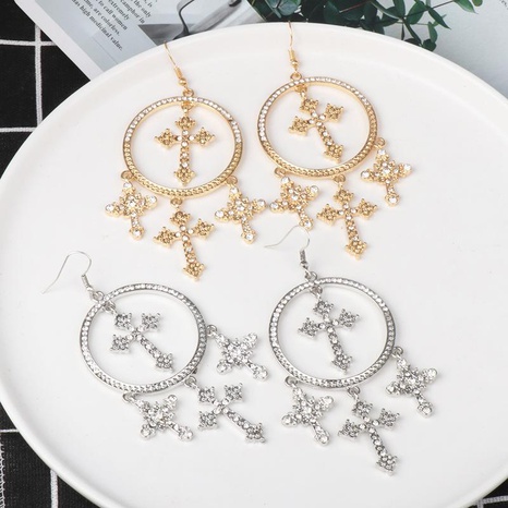 Jewelry alloy simple cross earrings circle earrings cross earrings's discount tags