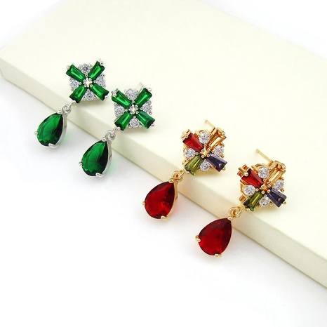 Diamond Cross Flower Zircon Earrings Drop Shape Earrings Women Wholesale's discount tags