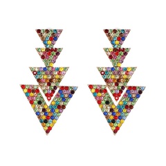 New Geometric Triangle Stud Earrings Women Earrings Metal Rhinestone Jewelry Wholesale