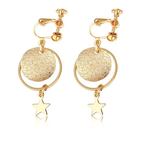 Handmade glitter frosted pentagram star earrings geometric circle long earrings ear clips wholesale's discount tags