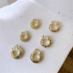 Exaggerated hoop round earrings female retro premium texture ring earrings