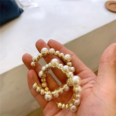 Vintage style pearl hoop earrings