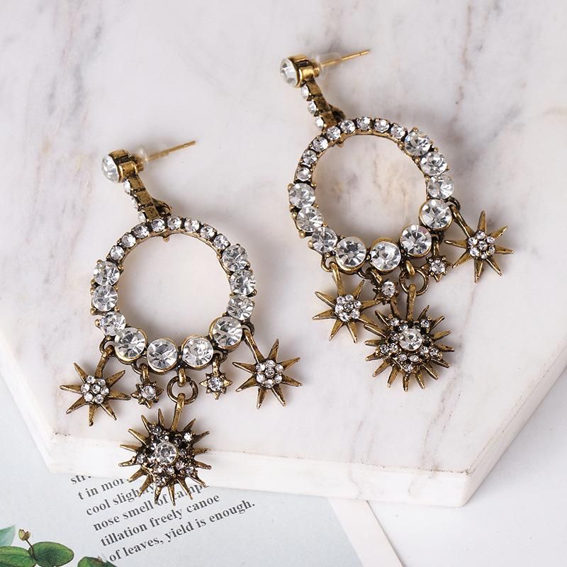 Womens Baroque Water Drop Diamond Stud Earrings