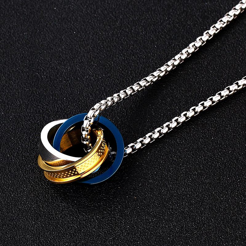 TitaniumStainless Steel Simple Geometric necklace  blue  Fine Jewelry NHIM1675blue