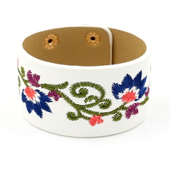 Leather Korea Flowers bracelet  (white)  Fashion Jewelry NHHM0047-white