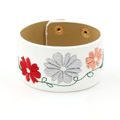 Leather Korea Flowers bracelet  (white)  Fashion Jewelry NHHM0050-white